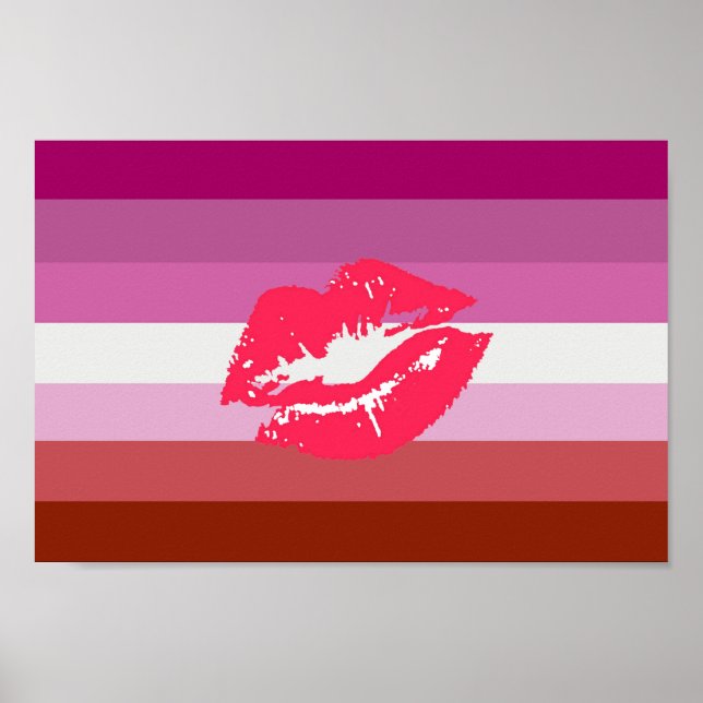 Lipstick Lesbian Pride Flag and Lips Poster (Front)