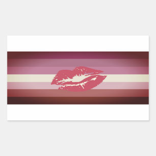 Lipstick Lesbian Pride Flag and Lips Rectangular Sticker