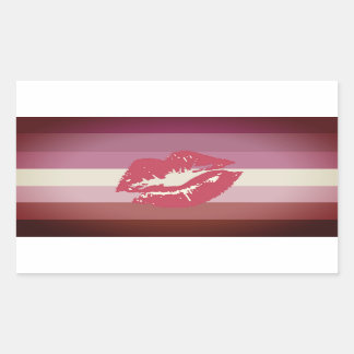 Lipstick Lesbian Pride Flag and Lips Rectangular Sticker