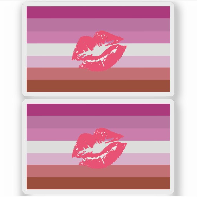 Lipstick Lesbian Pride Flag and Lips Sticker (Front)