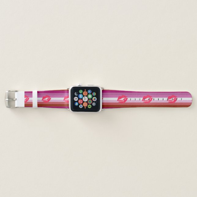 Lipstick Lesbian Pride Flag Apple Watch Band (Front)