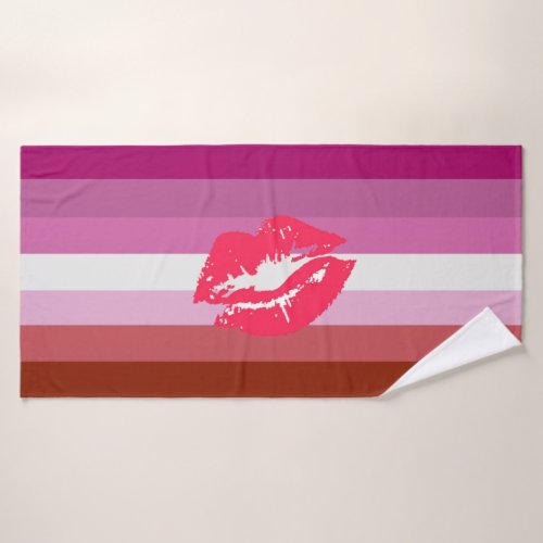 Lipstick Lesbian Pride Flag Bath Towel