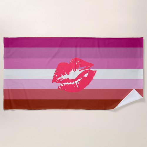 Lipstick Lesbian Pride Flag Beach Towel