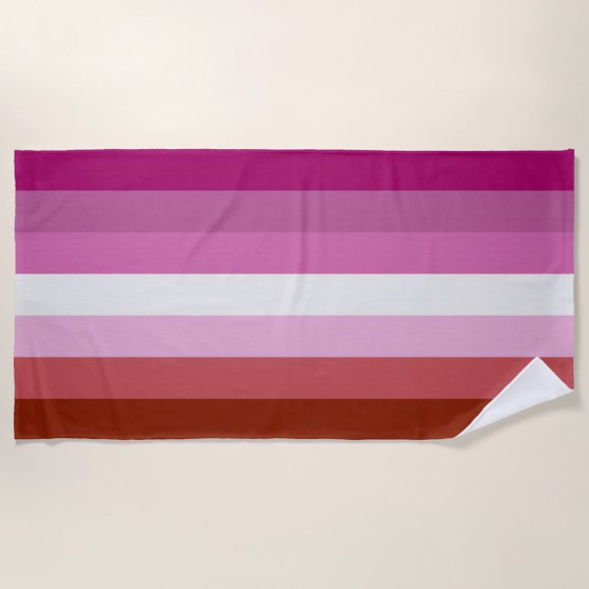Lipstick Lesbian Pride flag Beach Towel (Front)