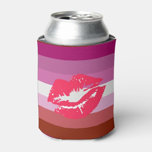 Lipstick Lesbian Pride Flag Can Cooler (Can Front)