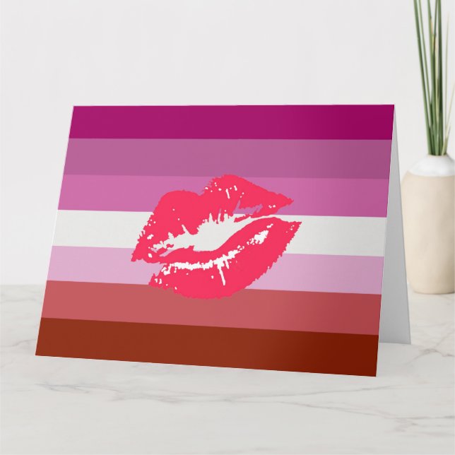 Lipstick Lesbian Pride Flag Card (Front)