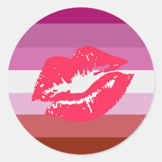 Lipstick Lesbian Pride Flag Classic Round Sticker