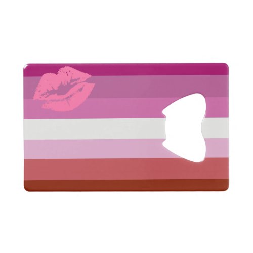 Lipstick Lesbian Pride Flag Credit Card Bottle Opener