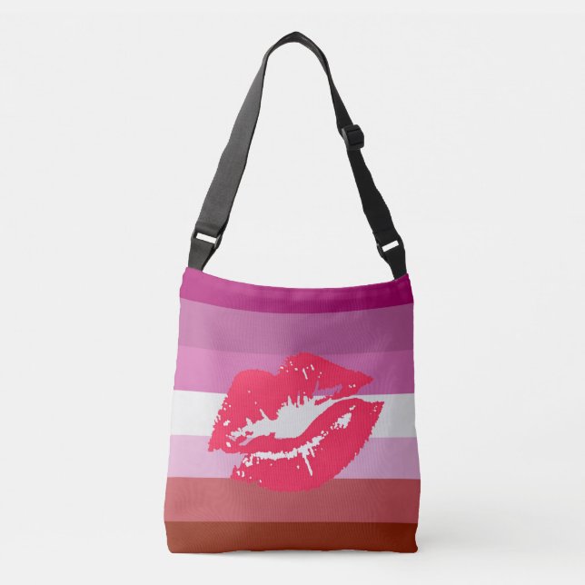 Lipstick Lesbian Pride Flag Crossbody Bag (Front)
