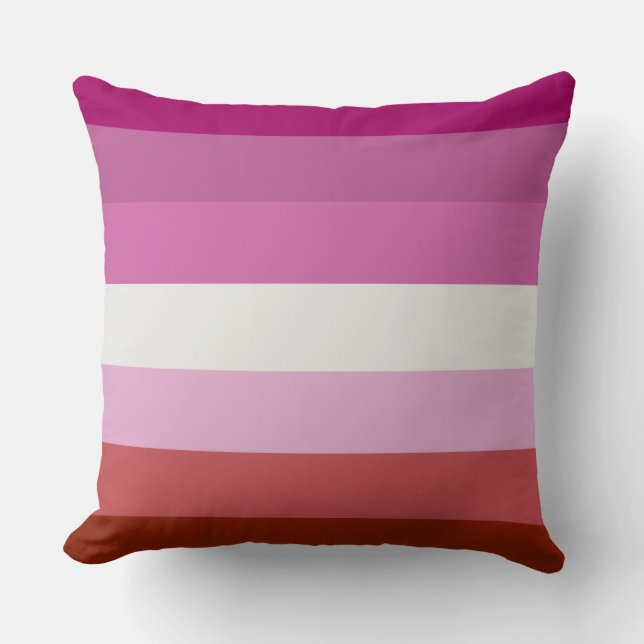 Lipstick lesbian pride flag design throw pillow (Front)