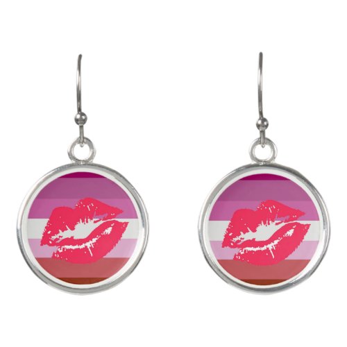 Lipstick Lesbian Pride Flag Earrings