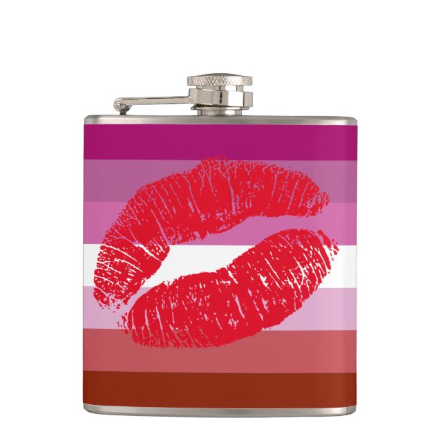 Lipstick Lesbian Pride Flag Flask (Front)