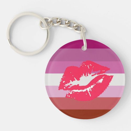 Lipstick Lesbian Pride Flag Keychain