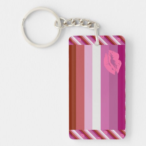 Lipstick Lesbian Pride Flag Keychain