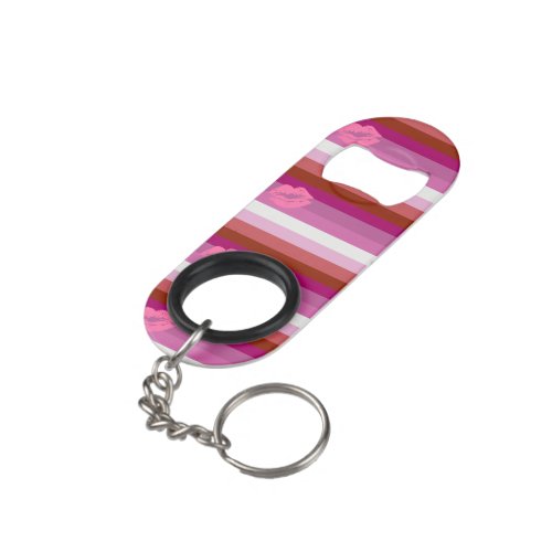 Lipstick Lesbian Pride Flag Keychain Bottle Opener