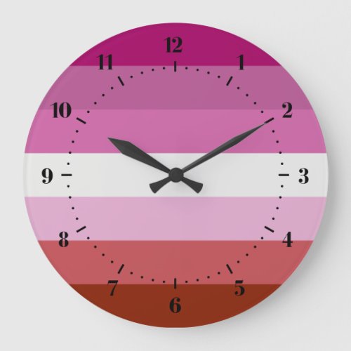 Lipstick Lesbian Pride flag Large Clock