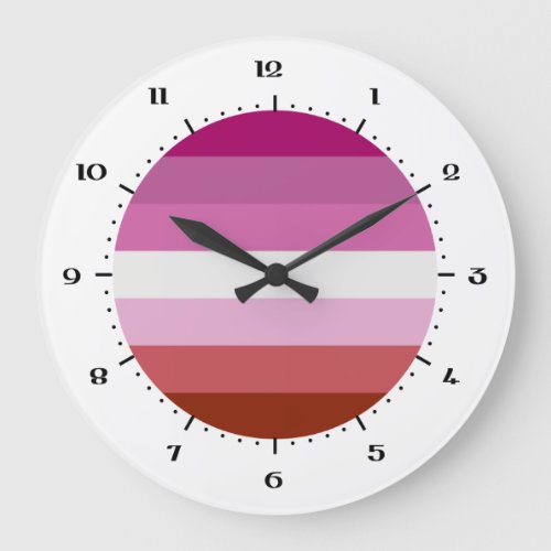 Lipstick Lesbian Pride flag Large Clock