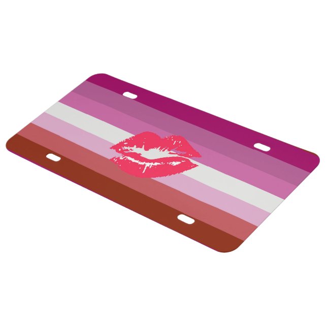 Lipstick Lesbian Pride Flag License Plate (Side)