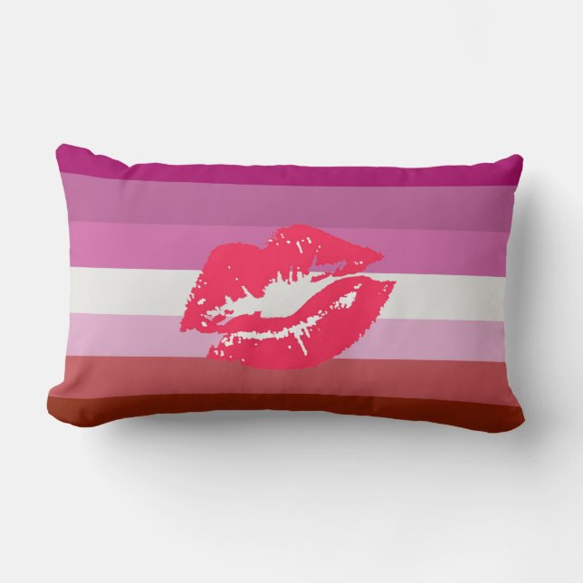 Lipstick Lesbian Pride Flag Lumbar Pillow (Front)