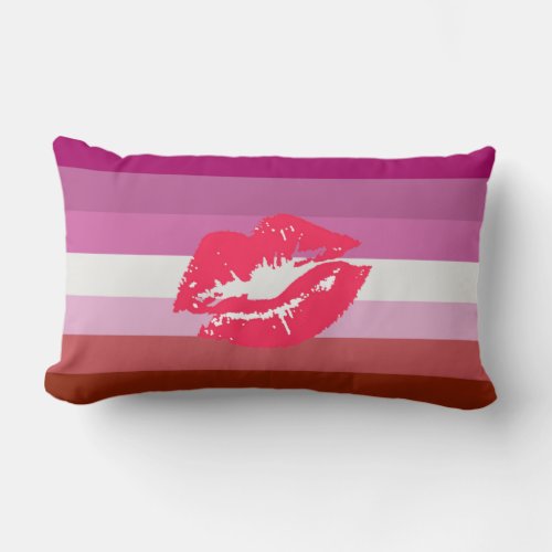 Lipstick Lesbian Pride Flag Lumbar Pillow