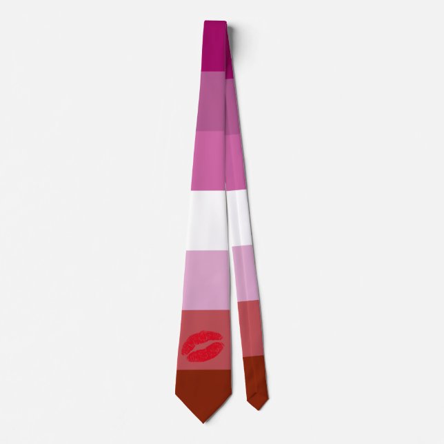 Lipstick Lesbian Pride Flag  Neck Tie (Front)