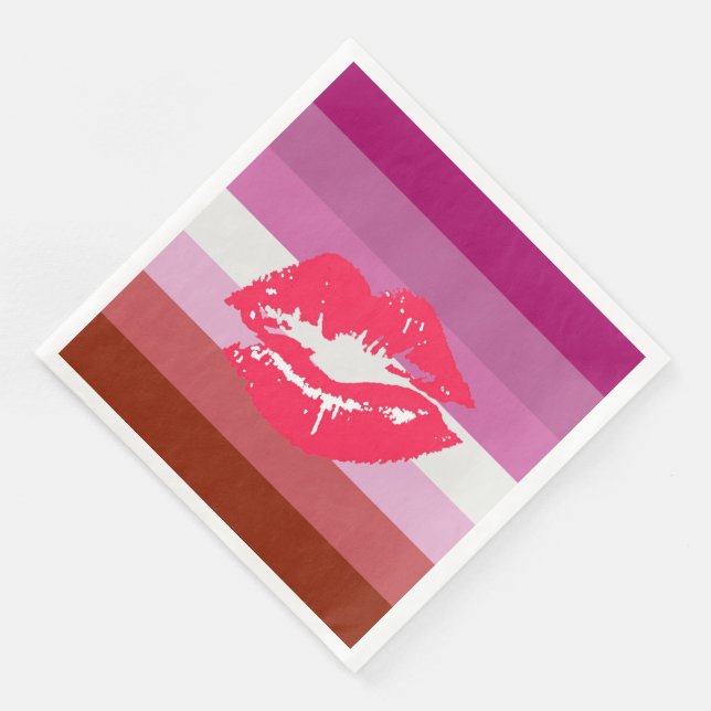 Lipstick Lesbian Pride Flag Paper Dinner Napkins (Corner)