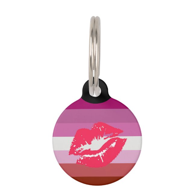 Lipstick Lesbian Pride Flag Pet ID Tag (Front)