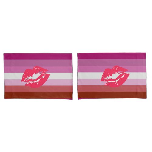 Lipstick Lesbian Pride Flag Pillow Case