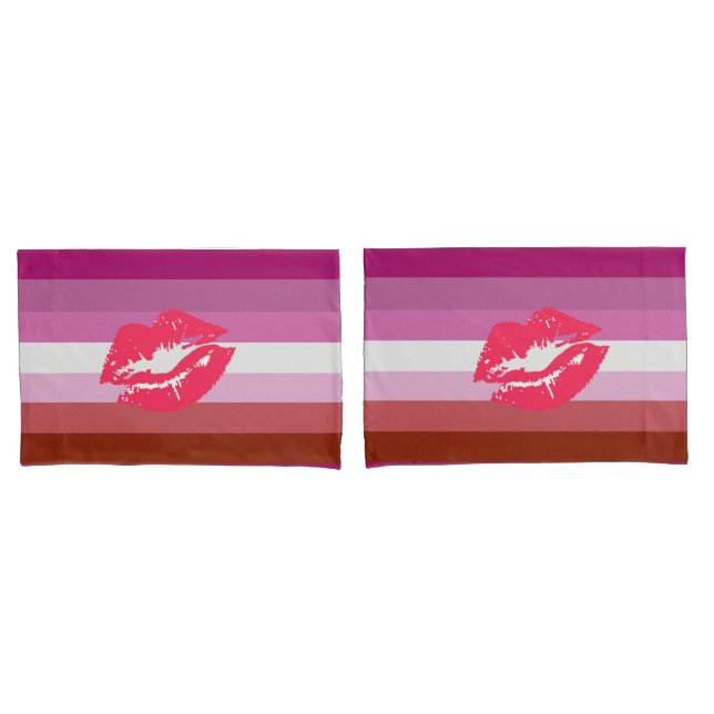 Lipstick Lesbian Pride Flag Pillow Case (Front-Set)