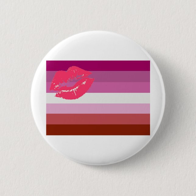 Lipstick Lesbian Pride Flag Pinback Button (Front)