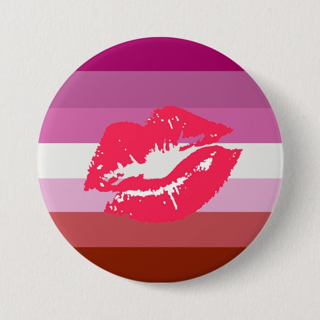 Lipstick Lesbian Pride Flag Pinback Button (Front)