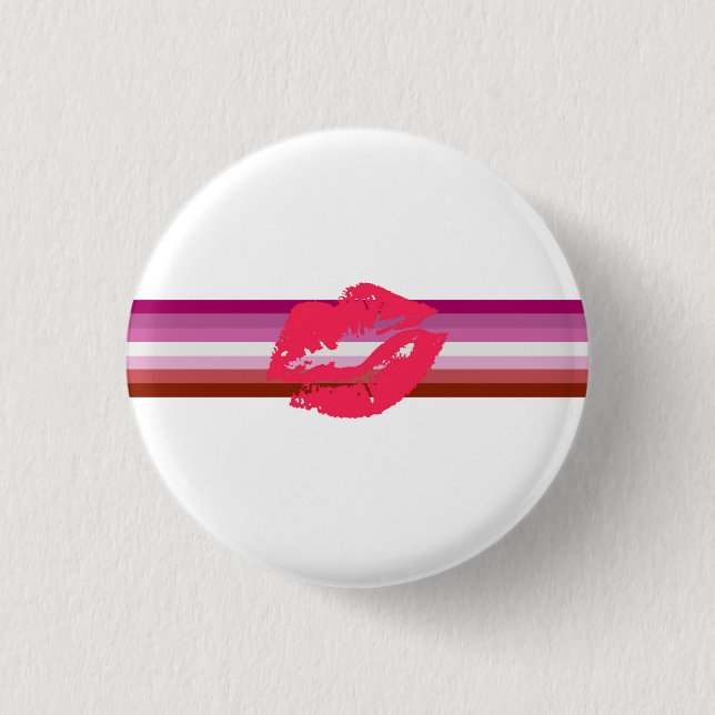 Lipstick Lesbian Pride Flag Pinback Button (Front)