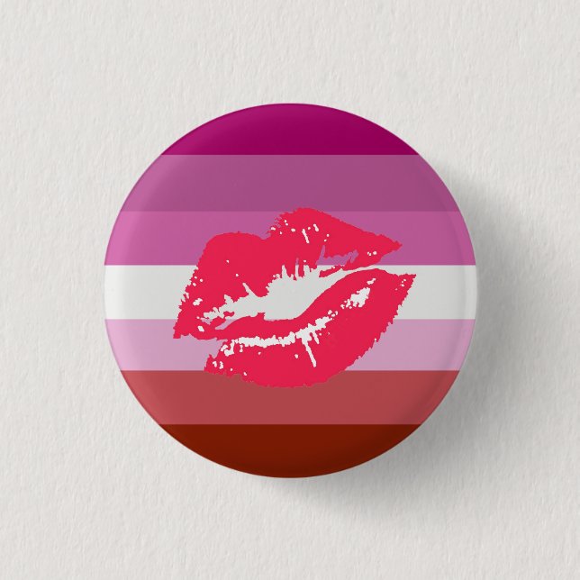 Lipstick Lesbian Pride Flag Pinback Button (Front)