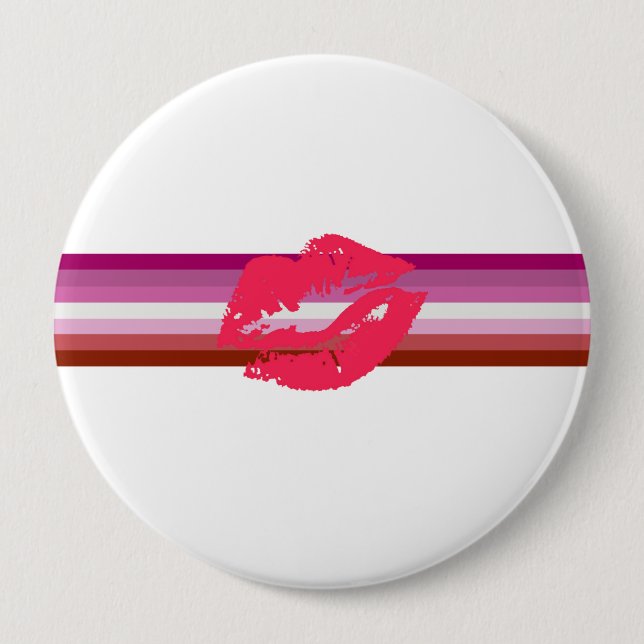 Lipstick Lesbian Pride Flag Pinback Button (Front)