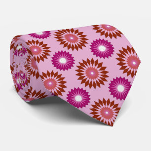 Lipstick lesbian pride flag / pink flower pattern neck tie