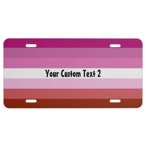 Lipstick lesbian pride flag repeating pattern license plate