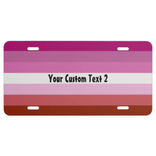 Lipstick lesbian pride flag repeating pattern license plate