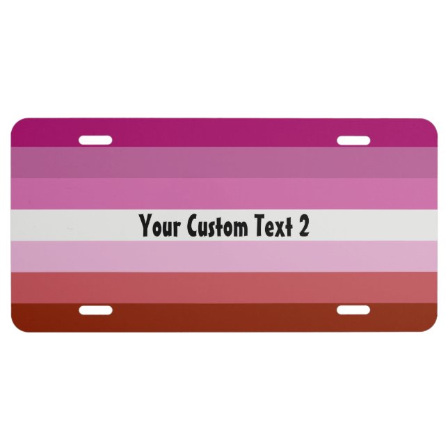 Lipstick lesbian pride flag repeating pattern license plate (Front)