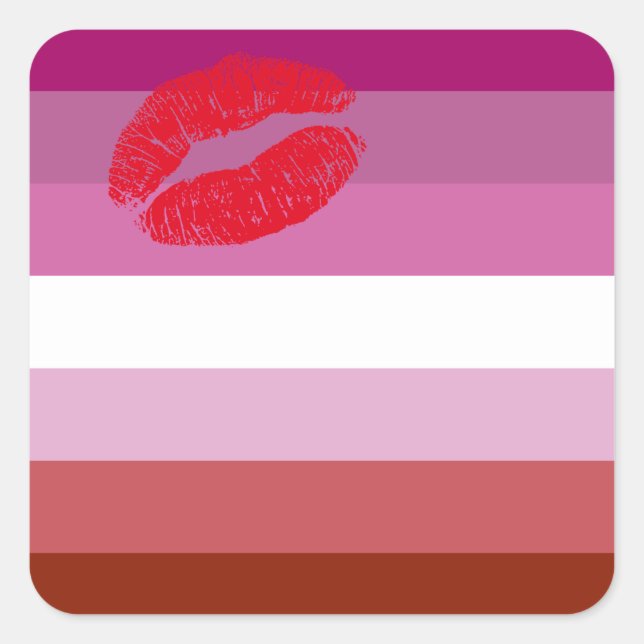 Lipstick Lesbian Pride Flag Square Sticker (Front)
