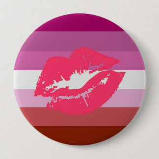 LIPSTICK LESBIAN PRIDE FLAG STRIPES DESIGN - 2014 PINBACK BUTTON
