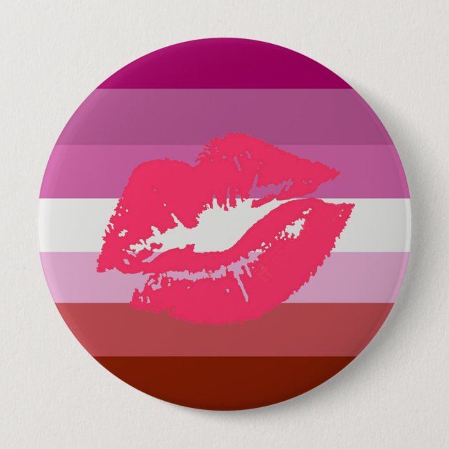 LIPSTICK LESBIAN PRIDE FLAG STRIPES DESIGN - 2014 PINBACK BUTTON (Front)