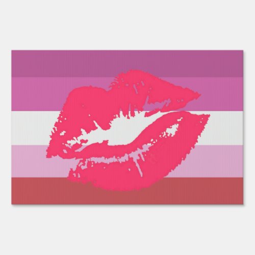 LIPSTICK LESBIAN PRIDE FLAG STRIPES DESIGN _ 2014 SIGN