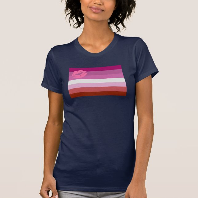 Lipstick Lesbian Pride Flag T-Shirt (Front)