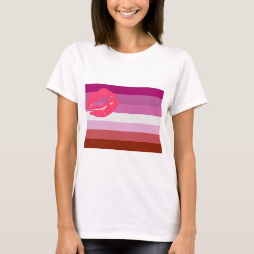 Lipstick Lesbian Pride Flag T_Shirt