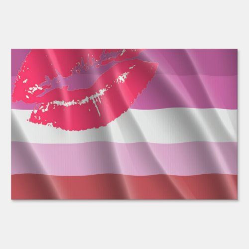 LIPSTICK LESBIAN PRIDE FLAG WAVY DESIGN SIGN