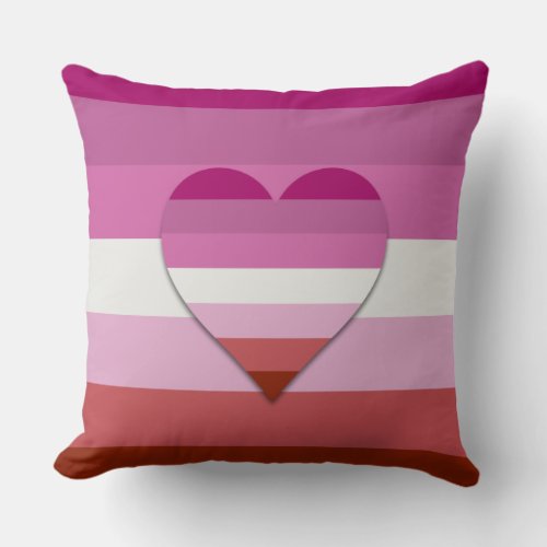 Lipstick lesbian pride heart design throw pillow