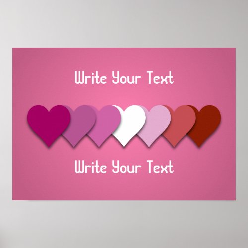 Lipstick lesbian pride hearts with custom text poster