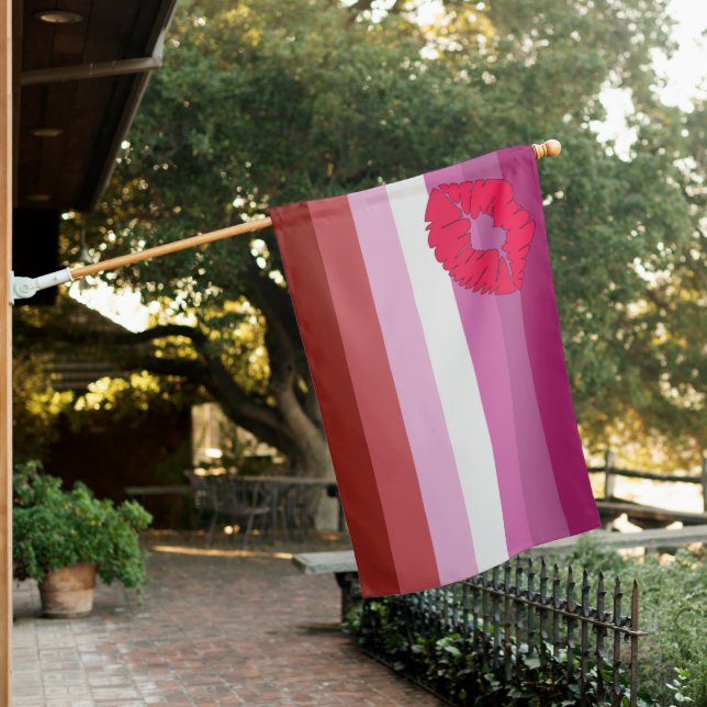 Lipstick Lesbian Pride House Flag (In SItu)