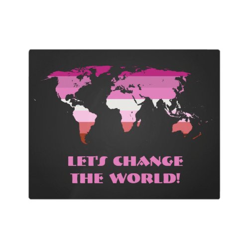 Lipstick lesbian Pride Map of The W Metal Wall Art