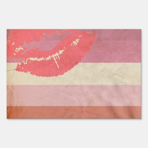 LIPSTICK LESBIAN PRIDE VINTAGE DESIGN YARD SIGN